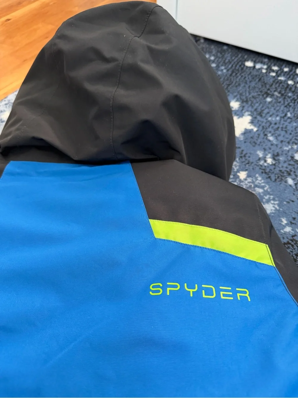 Spyder Boys Blue, Black & Lime Hooded Rain Jacket